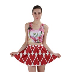 Hearts Pattern Seamless Red Love Mini Skirt