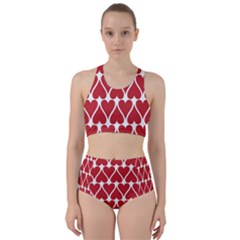 Hearts Pattern Seamless Red Love Racer Back Bikini Set