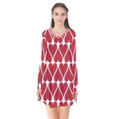 Hearts Pattern Seamless Red Love Flare Dress