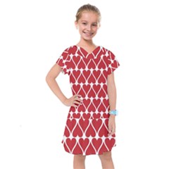 Hearts Pattern Seamless Red Love Kids  Drop Waist Dress