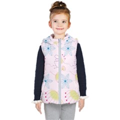 Floral Background Bird Drawing Kid s Puffer Vest by Celenk
