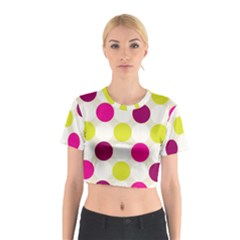 Polka Dots Spots Pattern Seamless Cotton Crop Top by Celenk