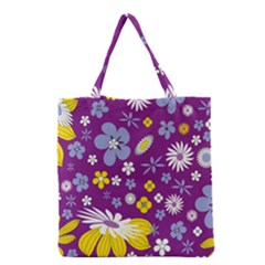 Floral Flowers Wallpaper Paper Grocery Tote Bag