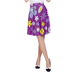 Floral Flowers Wallpaper Paper A-Line Skirt