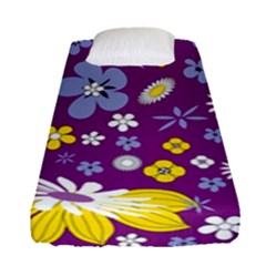 Floral Flowers Wallpaper Paper Fitted Sheet (Single Size)