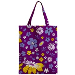 Floral Flowers Wallpaper Paper Zipper Classic Tote Bag