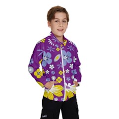 Floral Flowers Wallpaper Paper Wind Breaker (Kids)