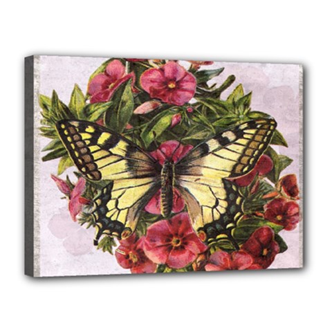 Vintage Butterfly Flower Canvas 16  X 12  by Celenk