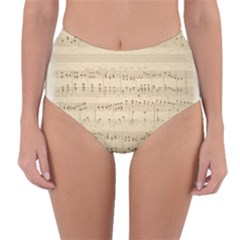Vintage Beige Music Notes Reversible High-waist Bikini Bottoms by Celenk