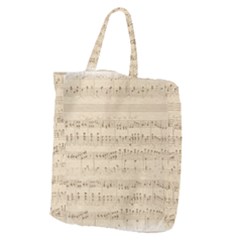 Vintage Beige Music Notes Giant Grocery Zipper Tote by Celenk