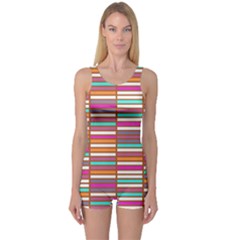 Color Grid 02 One Piece Boyleg Swimsuit