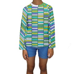 Color Grid 03 Kids  Long Sleeve Swimwear