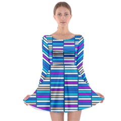 Color Grid 04 Long Sleeve Skater Dress