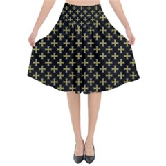 Yellow Cross Flared Midi Skirt by jumpercat