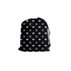 White Pixel Skull Pirate Drawstring Pouches (small) 