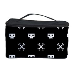 White Pixel Skull Pirate Cosmetic Storage Case by jumpercat