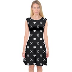 White Pixel Skull Pirate Capsleeve Midi Dress by jumpercat