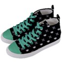 White Pixel Skull Pirate Women s Mid-Top Canvas Sneakers View2