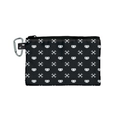 White Pixel Skull Pirate Canvas Cosmetic Bag (small)