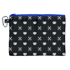 White Pixel Skull Pirate Canvas Cosmetic Bag (xl)