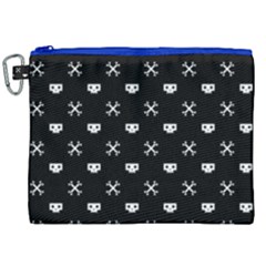 White Pixel Skull Pirate Canvas Cosmetic Bag (xxl)