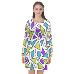 Retro Shapes 02 Long Sleeve Chiffon Shift Dress  by jumpercat