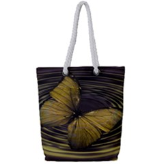 Butterfly Insect Wave Concentric Full Print Rope Handle Tote (small)
