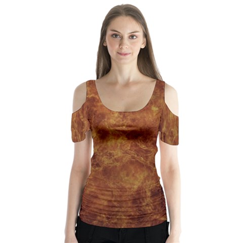 Abstract Flames Fire Hot Butterfly Sleeve Cutout Tee  by Celenk