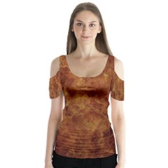 Abstract Flames Fire Hot Butterfly Sleeve Cutout Tee 