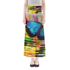 Blue Morphofalter Butterfly Insect Full Length Maxi Skirt by Celenk