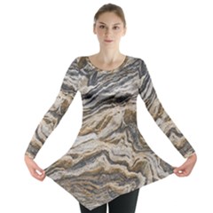 Texture Marble Abstract Pattern Long Sleeve Tunic  by Celenk