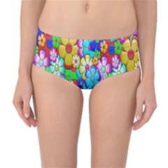 Flowers Ornament Decoration Mid-waist Bikini Bottoms by Celenk