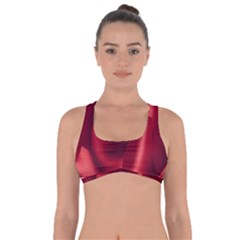 Red Fabric Textile Macro Detail Got No Strings Sports Bra by Celenk