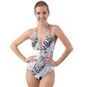 Animal Bird Forest Nature Owl Halter Cut-Out One Piece Swimsuit View1