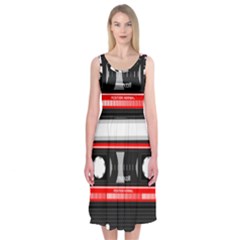 Compact Cassette Musicassette Mc Midi Sleeveless Dress by Celenk