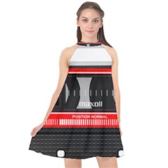 Compact Cassette Musicassette Mc Halter Neckline Chiffon Dress  by Celenk