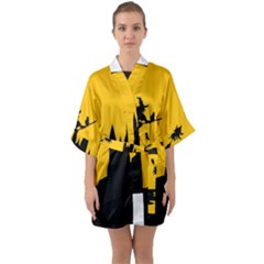 Castle Cat Evil Female Fictional Quarter Sleeve Kimono Robe