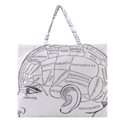 Brain Chart Diagram Face Fringe Zipper Large Tote Bag