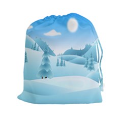 Landscape Winter Ice Cold Xmas Drawstring Pouches (xxl) by Celenk