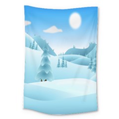 Landscape Winter Ice Cold Xmas Large Tapestry by Celenk