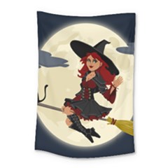 Witch Witchcraft Broomstick Broom Small Tapestry by Celenk