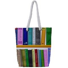 Shelf Books Library Reading Full Print Rope Handle Tote (small)