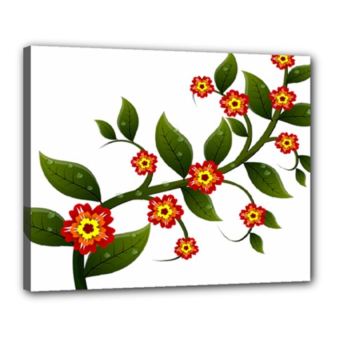 Flower Branch Nature Leaves Plant Canvas 20  X 16  by Celenk