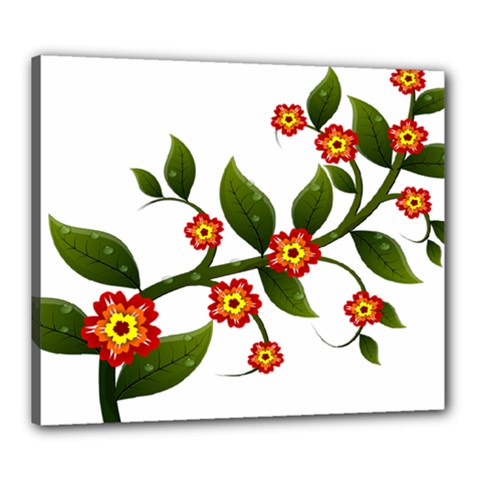 Flower Branch Nature Leaves Plant Canvas 24  X 20  by Celenk