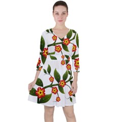 Flower Branch Nature Leaves Plant Ruffle Dress