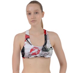 Cosmetic Pattern Criss Cross Racerback Sports Bra by Bigfootshirtshop