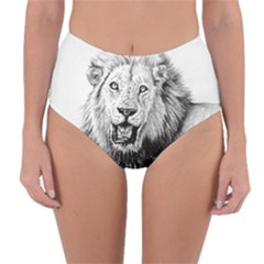 Lion Wildlife Art And Illustration Pencil Reversible High-waist Bikini Bottoms