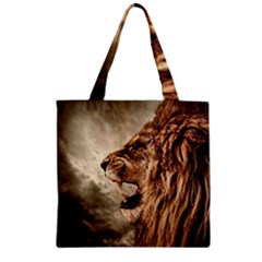 Roaring Lion Zipper Grocery Tote Bag by Celenk