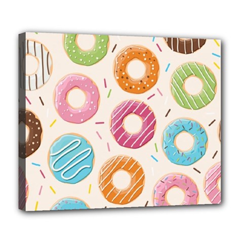 Colored Doughnuts Pattern Deluxe Canvas 24  X 20  