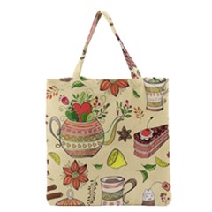 Colored Afternoon Tea Pattern Grocery Tote Bag